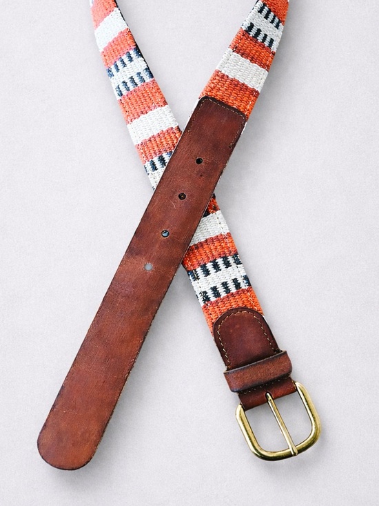 Lucky Brand Accessories - Lucky Brand Woven Leather Trim Belt 29-33 Inches